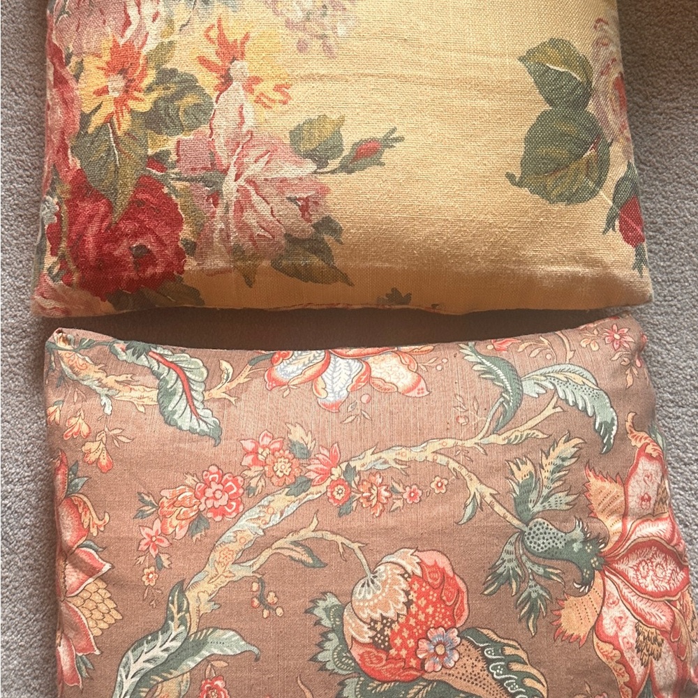 Floral Accent Throw Pillow Cover - Dusty Rose and Cream
